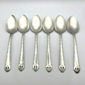 Holmes & Edwards LOVELY LADY Teaspoons Silverplate Lot‎ of 6 Spoons IS Vintage